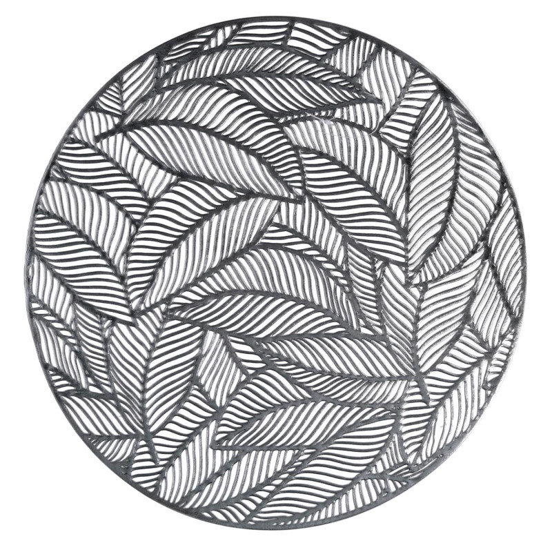 Set 12 tovagliette plastica foglie argento tonde Ø38 cm tavola