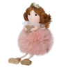 Set 6 Angeli Tessuto Rosa Cuore Oro 6x10-17 cm Natale
