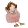 Set 6 Angeli Tessuto Rosa Cuore Oro 6x10-17 cm Natale