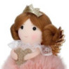 Set 6 Angeli Tessuto Rosa Cuore Oro 6x10-17 cm Natale