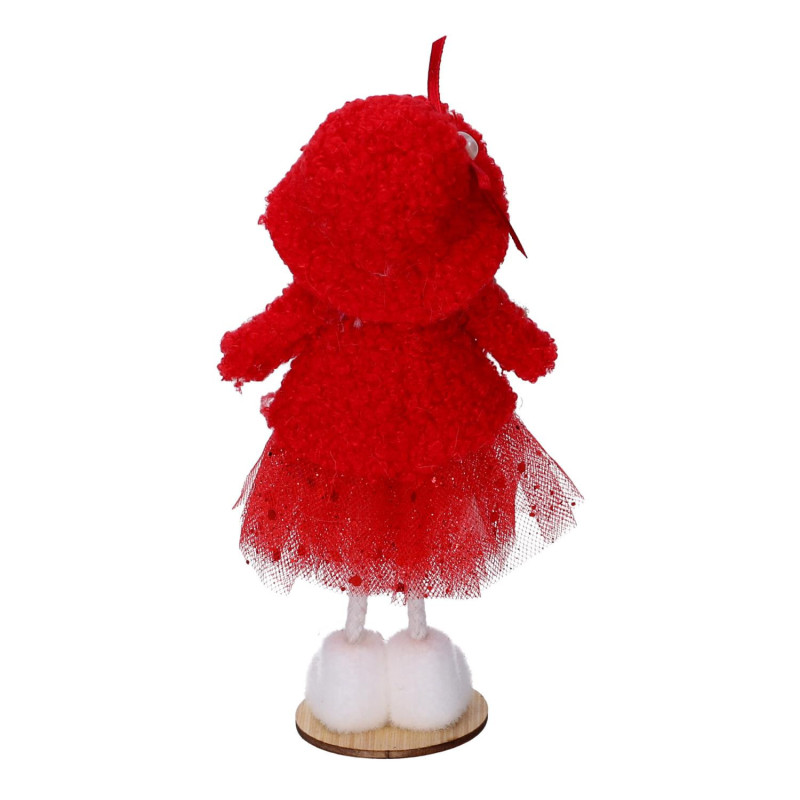 Set 6 Bamboline Tessuto Rosso Cappello 5x17 cm Decorazioni