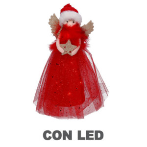 Set di 2 Puntali LED Tessuto Bambolina Rosso 30 cm Decorazione