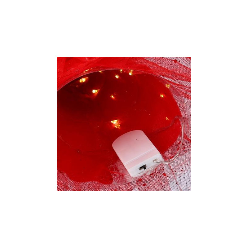 Set di 2 Puntali LED Tessuto Bambolina Rosso 30 cm Decorazione