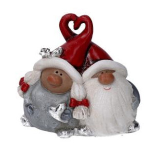 Set 4 Gnomi Resina Statuetta Coppia Rosso 9,5x6x8,5 cm Natale