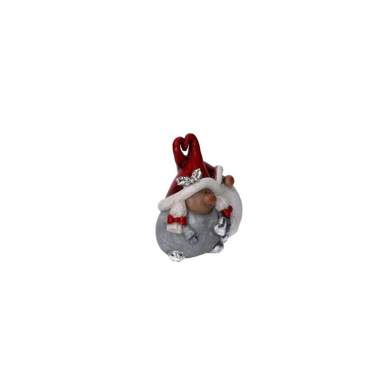 Set 4 Gnomi Resina Statuetta Coppia Rosso 9,5x6x8,5 cm Natale