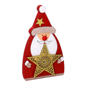 Zoom Set di 2 Babbi Natale led legno rosso cm 14x3,5h24