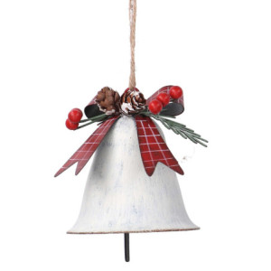 Set 4 Campane Metallo Bianco 8x8x6,2 cm Decorazioni Natale