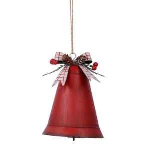 Set 2 Campane Metallo Rosso 14,5x11x9,5 cm Decorazioni Natale