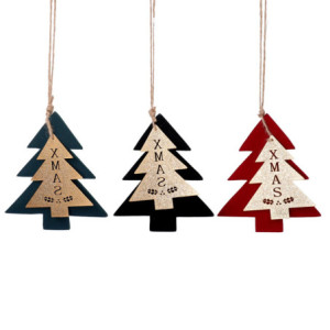 Set 24 Alberi Legno e Velluto 3 Assortiti 10,2x9x0,6 cm