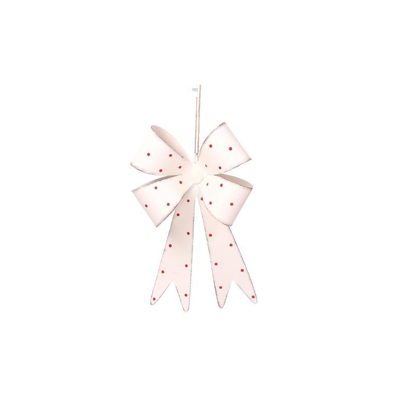Set 2 Fiocchi Metallo Bianco 25x16x4 cm Decorazione Casa