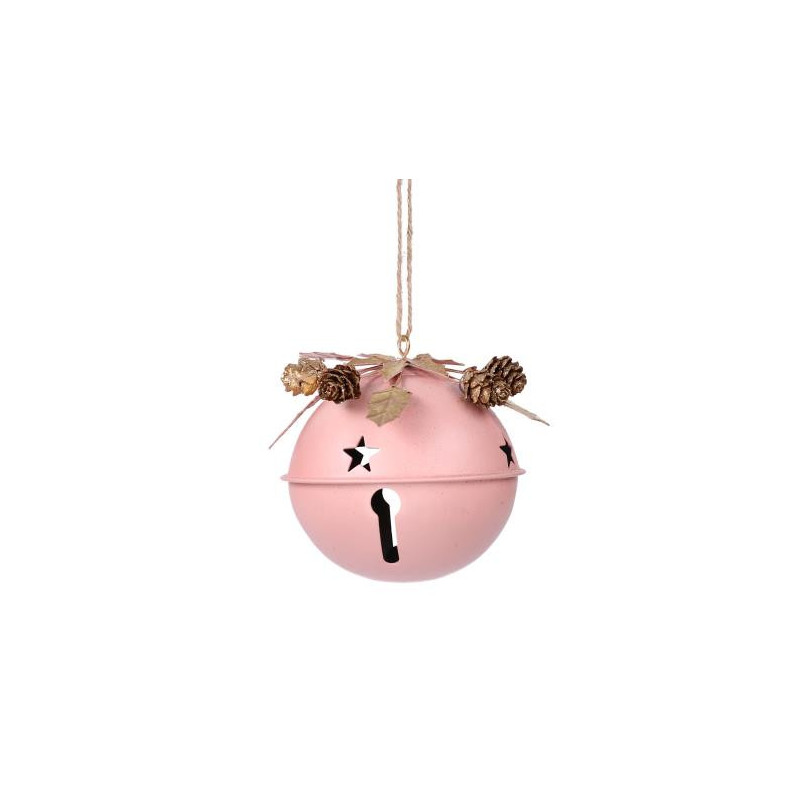 Set di 2 Sfere Campanello Metallo Rosa 11x11x10 cm Natale