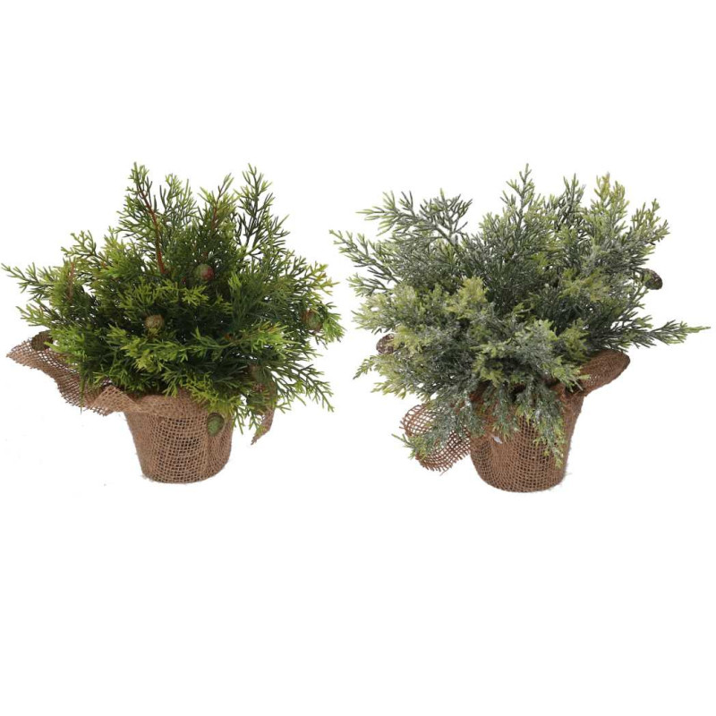 Set 2 Alberi Natale con Pigne 2 Assortiti Ø15x28 cm Decorazioni
