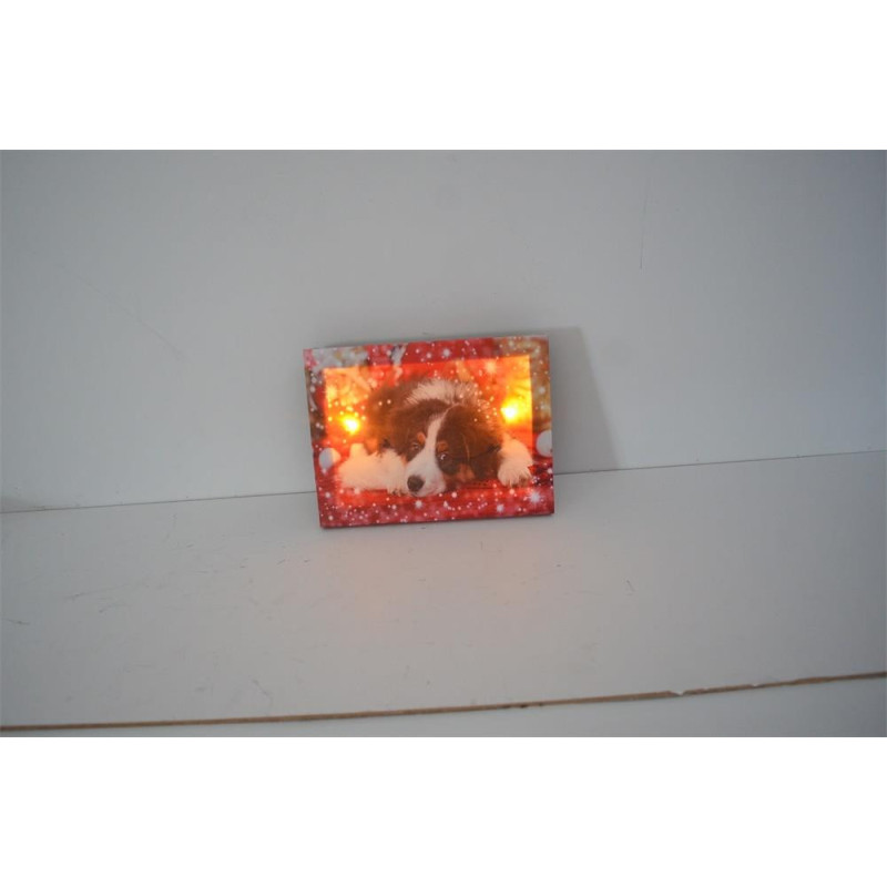 Set di 2 Quadri LED Legno Cane Multicolor 20x15x25 cm Decorazione