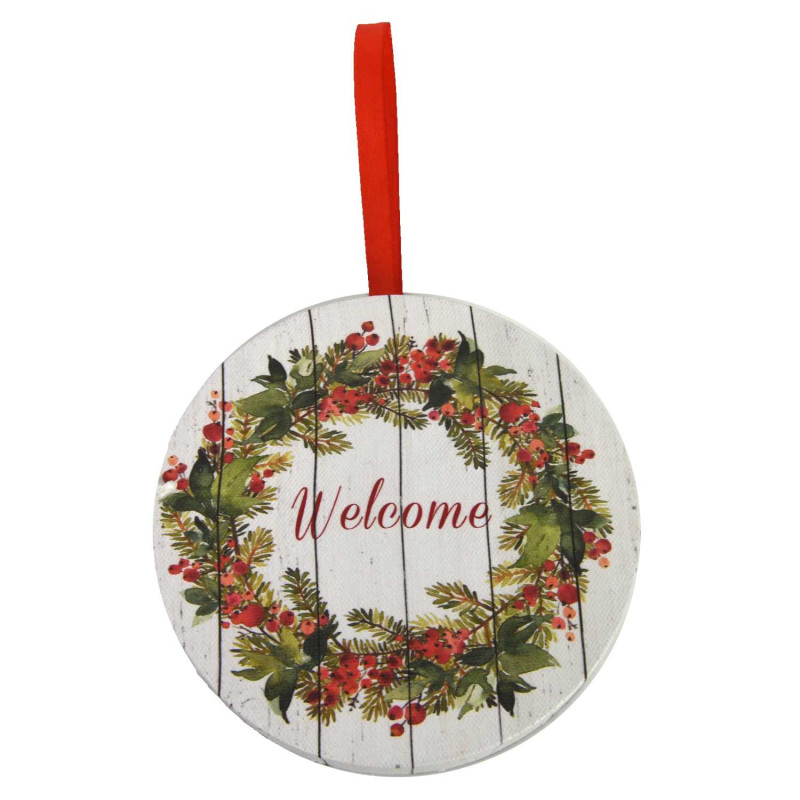 Set 2 Addobbi Legno LED Multicolor Ghirlanda Tonda 18cm