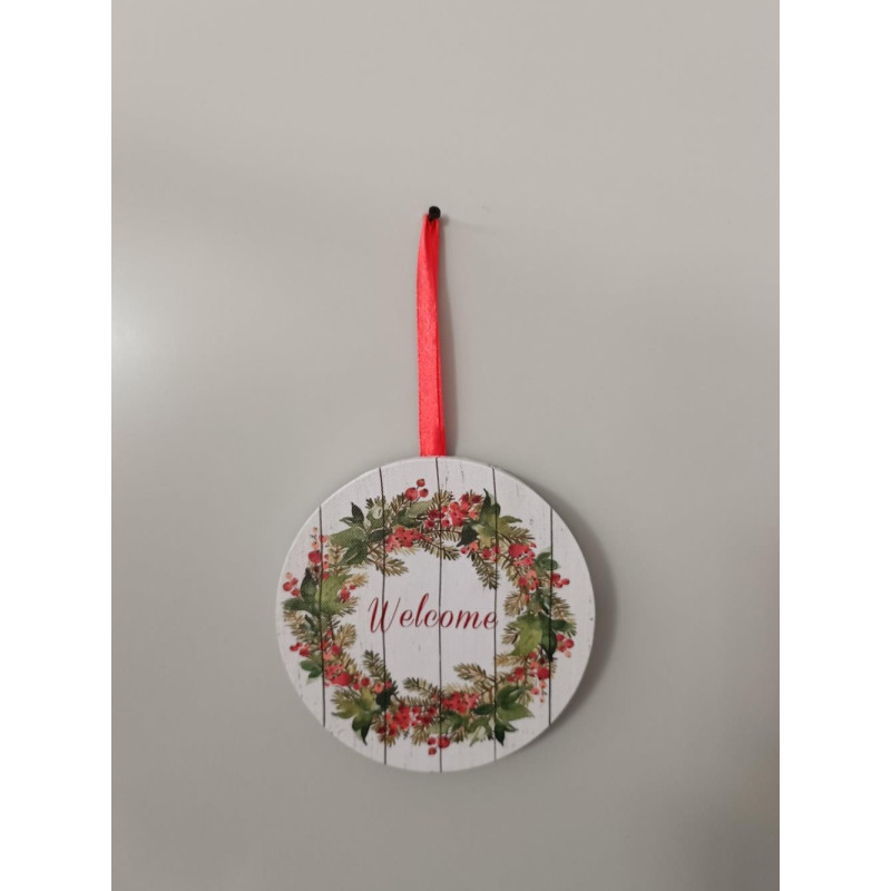 Set 2 Addobbi Legno LED Multicolor Ghirlanda Tonda 18cm