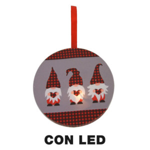 Zoom Set di 2 Addobbi legno led gnomi multicolor tondocm12,7x12,7h1,8