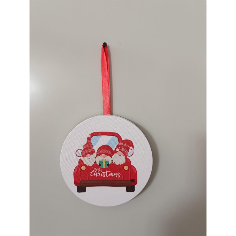 Set 2 Addobbi Legno LED Macchina Multicolor Ø12,7xH1,8 cm Natale