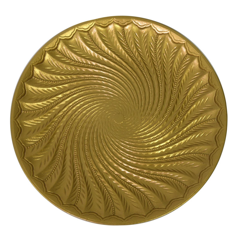 Set 2 Centrotavola Legno Oro Ø30x3,3 cm Decorazioni Natale