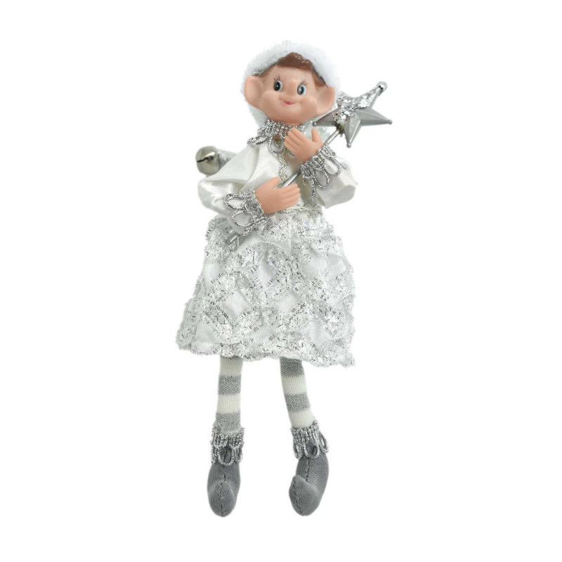 Set 2 Elfi Tessuto Argento da Appendere 17,5x7 – Natale Magico