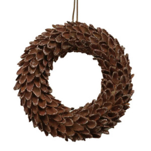 Set 2 Coroncine Pigna Bronzo Ø14 cm Decorazioni Natalizie