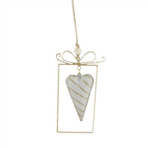 Set 3 Pacchi Regalo Metallo Cuore Oro 10x2x17 cm Decorazione