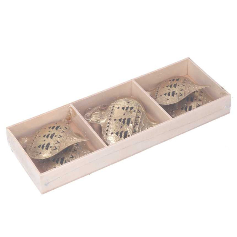 Set 2 Addobbi Metallo Oro 22x8xH25 cm Confezione 6 pz Natale