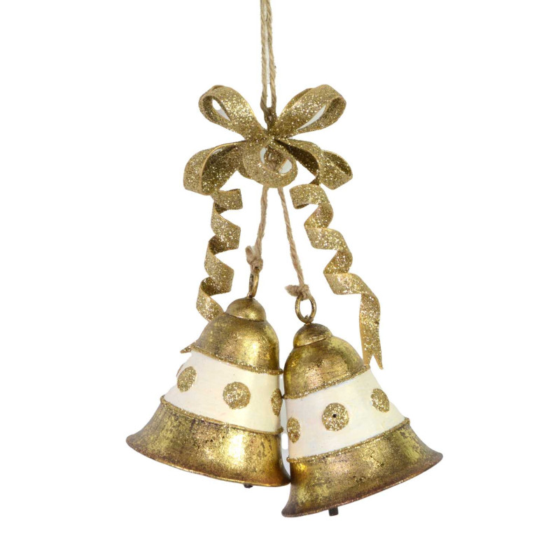 Set 2 Campane Metallo Oro 15x6x23 cm Decorazioni Natale
