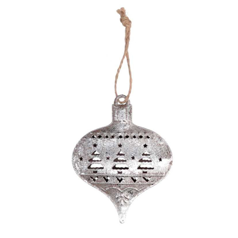 Set di 2 Sfere Metallo Argento Ø8 cm Decorazioni Natalizie