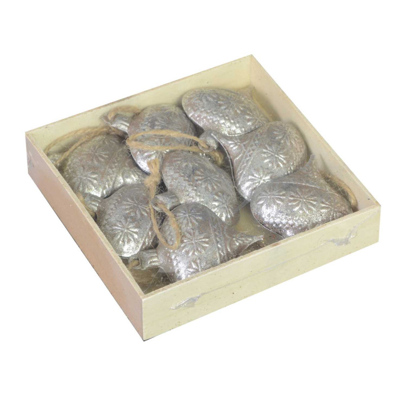 Set di 2 Sfere Metallo Argento Ø12 cm Decorazioni Natalizie