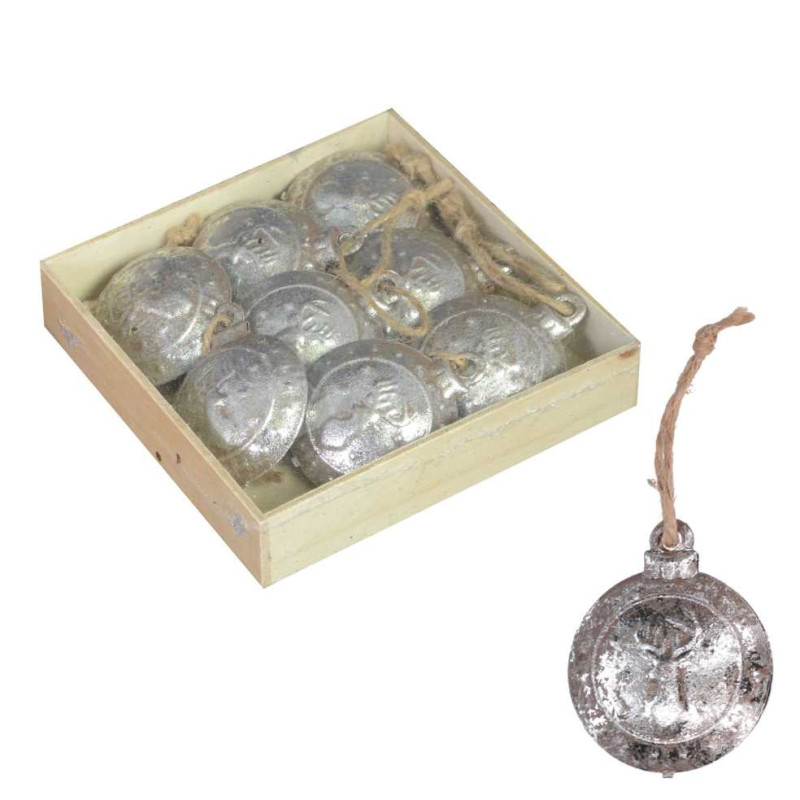 Set di 2 Sfere Metallo Argento Ø12 cm Decorazioni Natalizie