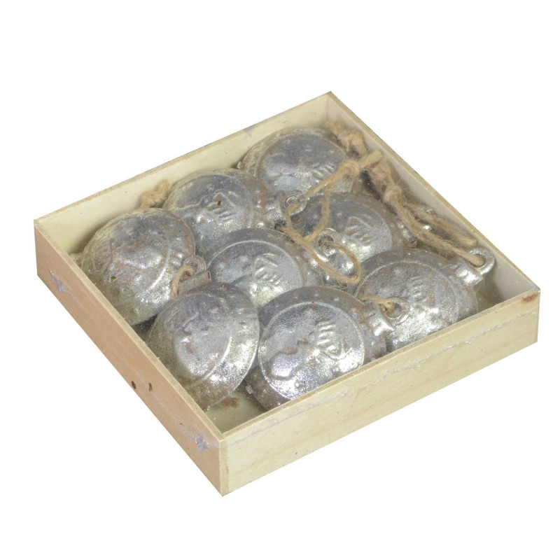 Set di 2 Sfere Metallo Argento Ø12 cm Decorazioni Natalizie