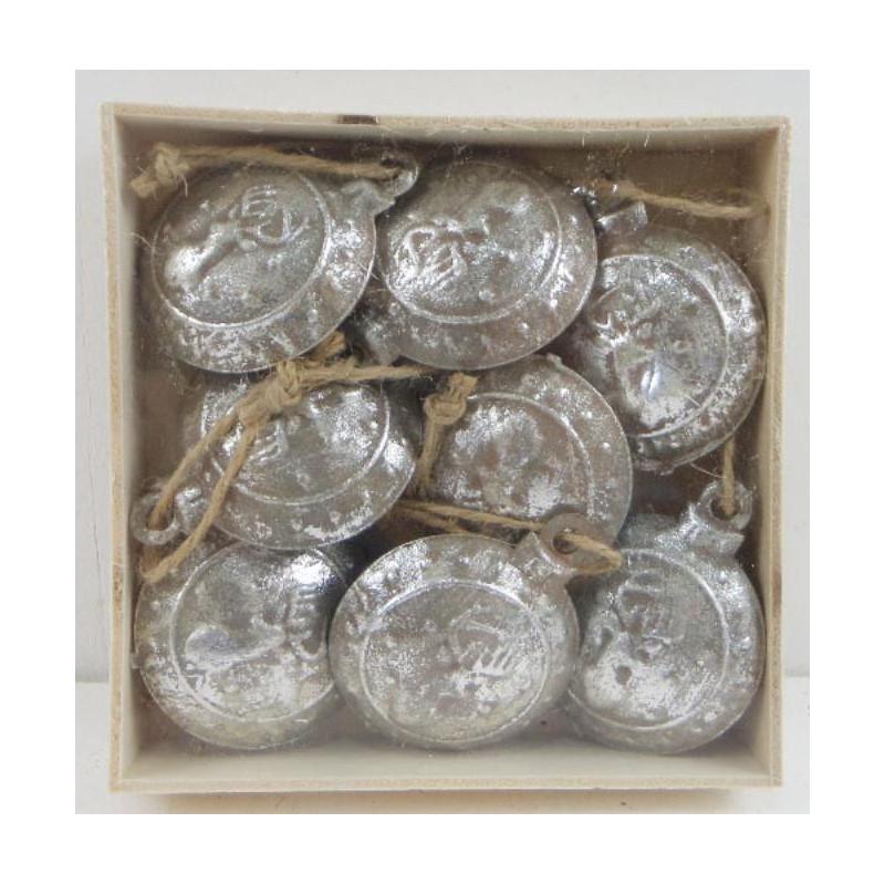 Set di 2 Sfere Metallo Argento Ø12 cm Decorazioni Natalizie