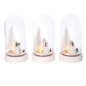 Zoom Set di 3 Campane led legno argento 3 assortiti cm ø11h21