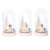Set 3 Campane LED Legno Argento Ø11x21 cm Decorazioni Natale
