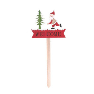 Set 4 Cartelli Legno Babbo Natale Rosso 21x0,5x48,5 cm Natale