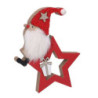 Set di 4 Stelle Legno con Babbo Natale Rosso 20 cm Addobbo
