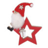 Set di 4 Stelle Legno con Babbo Natale Rosso 20 cm Addobbo