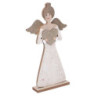 Set 4 Angeli Legno Bianco 14x4x25,5 cm Decorazioni Natale