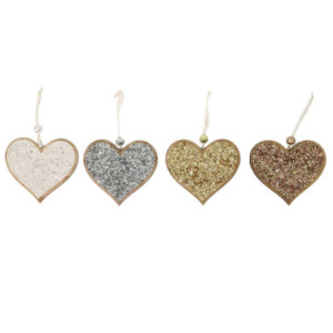 Set 12 Cuori Legno Multicolor 10x0,5x16,5 cm Addobbi Natale