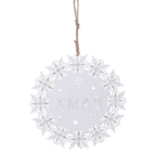 Set 4 Addobbi Legno Bianco 22x0,3x3,7 cm Natale