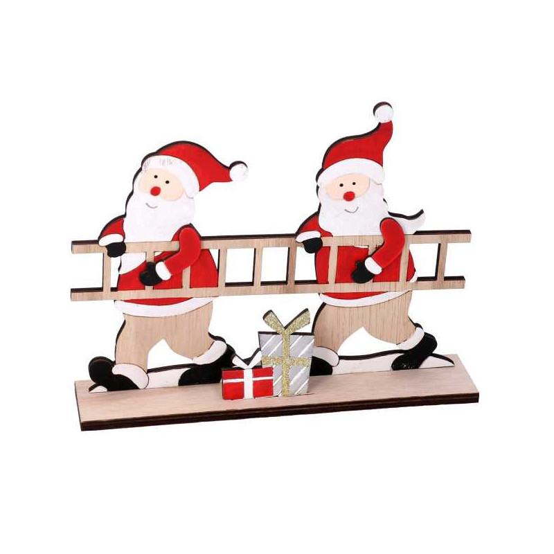 Set 3 Babbi Natale Legno Rosso 22x5x17,5 cm Decorazioni Natale