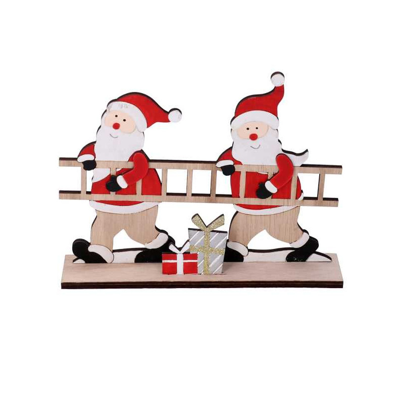 Set 3 Babbi Natale Legno Rosso 22x5x17,5 cm Decorazioni Natale