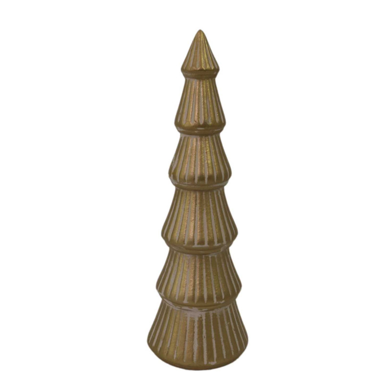 Set 2 Alberi Legno Oro Ø11x34 cm Decorazioni Natalizie