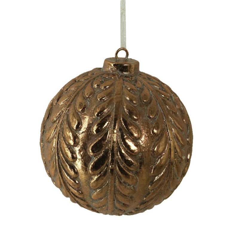 Set 6 Palline Resina Bronzo Ø6 cm Decorazioni Natalizie Casa