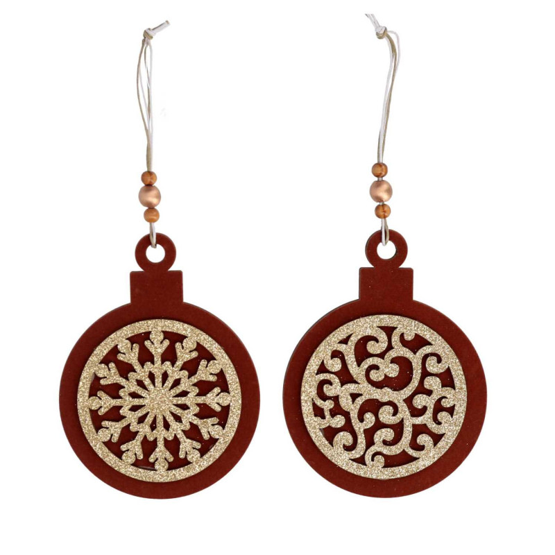 Set 12 Palline Legno Oro Bronzo 10x0,8x24,5 cm Natale Design