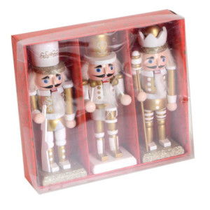 Set di 3 Soldatini Legno Oro 45 cm Decorazione Natalizia