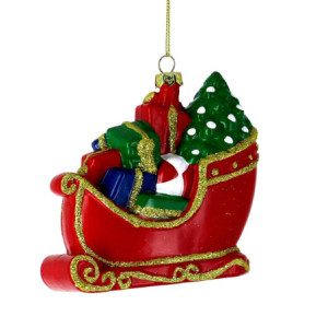 Set di 3 Slitte Plastica con Regali Rosso 11x4x9 cm Natale