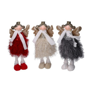 Set 3 Angeli Tessuto 3 Assortiti 16x10x26 cm Decorazioni Natale