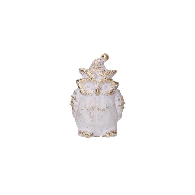 Set 4 Gufi Resina Bianco 9x6,7x11,6 cm Decorazione Natalizia