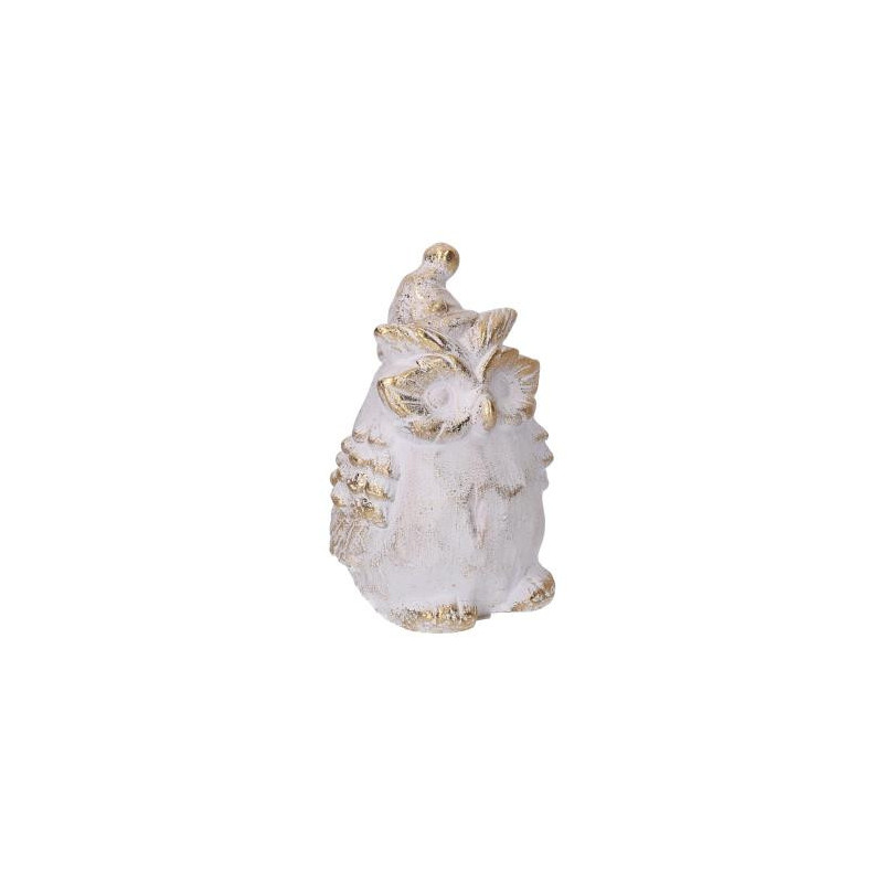 Set 4 Gufi Resina Bianco 9x6,7x11,6 cm Decorazione Natalizia